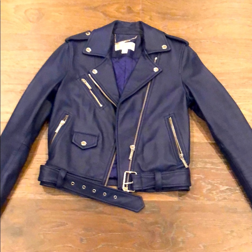 Michael Kors Dark Navy Blue leather jacket